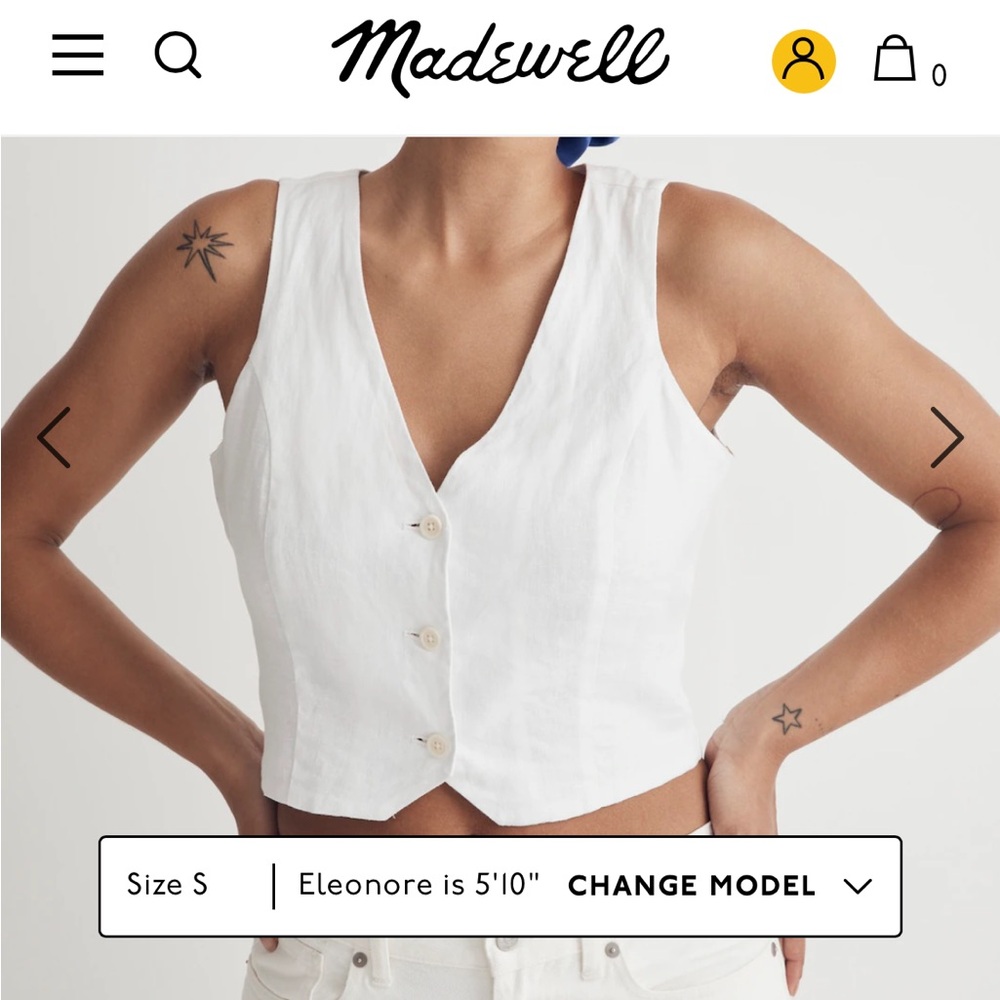 NWT Madewell White Linen Vest Top - Size 10